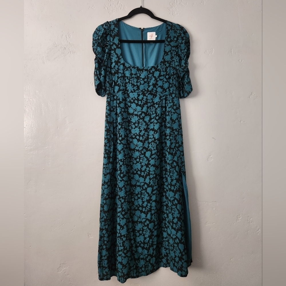 The Nines By Hatch Maternity Lined Scoop Neck Maxi Dress Puff Sleeve XS